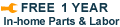 Free 1 Year In-Home Parts and Labor