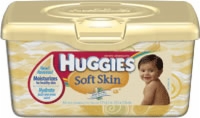 Huggies Soft Skin Wipes w/ Shea Butter, Pop-Up Lid (Tub of 64)
