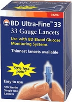 Bd Ultra Fine Lancets 33gauge,100/shelf Pack