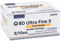 3/10cc, 31ga, X 5/16", Ultra-fine Ii Short Ndl Syr