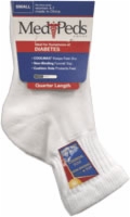 Medipeds Diabetic Quarter Sock, White, Small