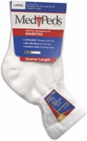 Medipeds Diabetic Quater Sock,large,white,3pr/pkg