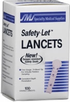 Safety-let Lancets, 28 G, 100/box