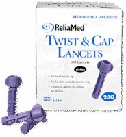 28g Twist And Cap Lancets, Purple