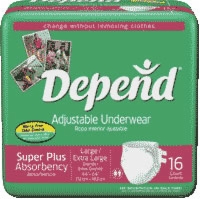 Depend Adjustable Underwear,lg/xlg,super Absorb (Bag of 16)
