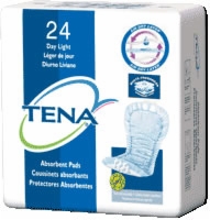 Tena Day Light Pad, With Gathers, White (Bag of 24)