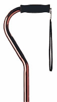 Black Finish Aluminum Cane W/offset Hnd, Cush Grip