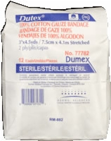 Dutex 100% Cotton, 3" X 4.5 Yds, 2 Ply, Sterile,12
