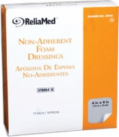 Reliamed 4x4 Foam Dressing W/film Backing,10/box