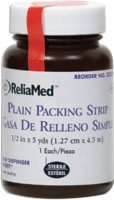 1/2" X 5 Yds Plain Packing Strip, Sterile, Lf