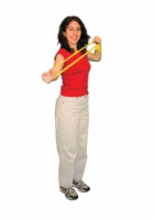 Cando Low Powder Exercise Band - Dispener Box Of 40 - 4-Foot Ready-To-Use - Yellow - X-Light