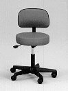 Pneumatic Doctors Stool Black W/Back Rest W/O Foot Ring
