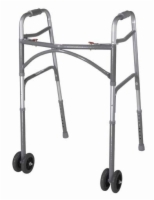 Double Button Bariatric Adult Folding Walker  w/Wheels