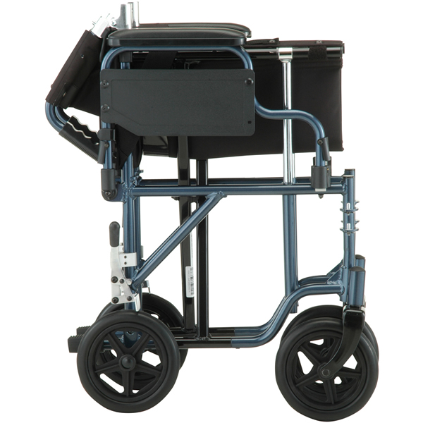 Nova Lightweight Transport Chair with 12 Rear Wheel, Blue